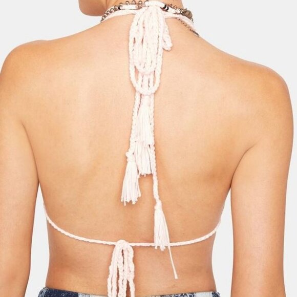 Hot & Delicious Crochet Halter Top w/ Butterfly Scalloped Edge & Neck Tie – L - Picture 4 of 7